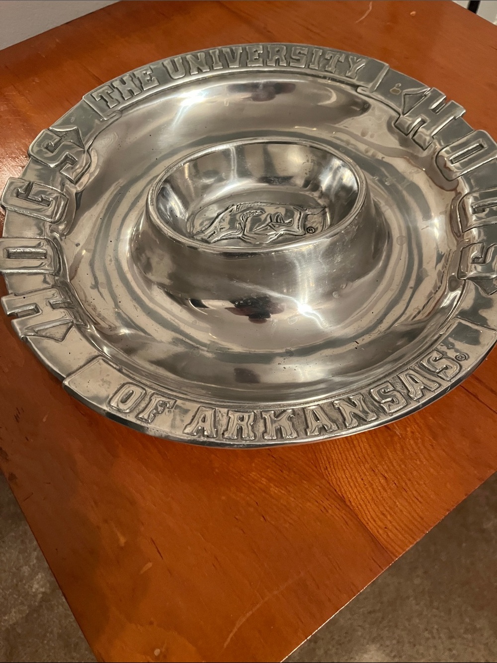 University of Arkansas Silver-Color Decorative Serving Bowl